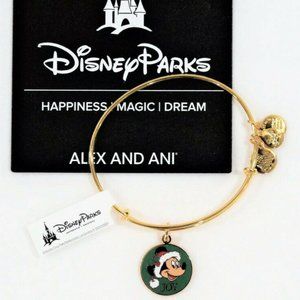 Disney Alex and Ani Santa Joy Bracelet Gold Tone